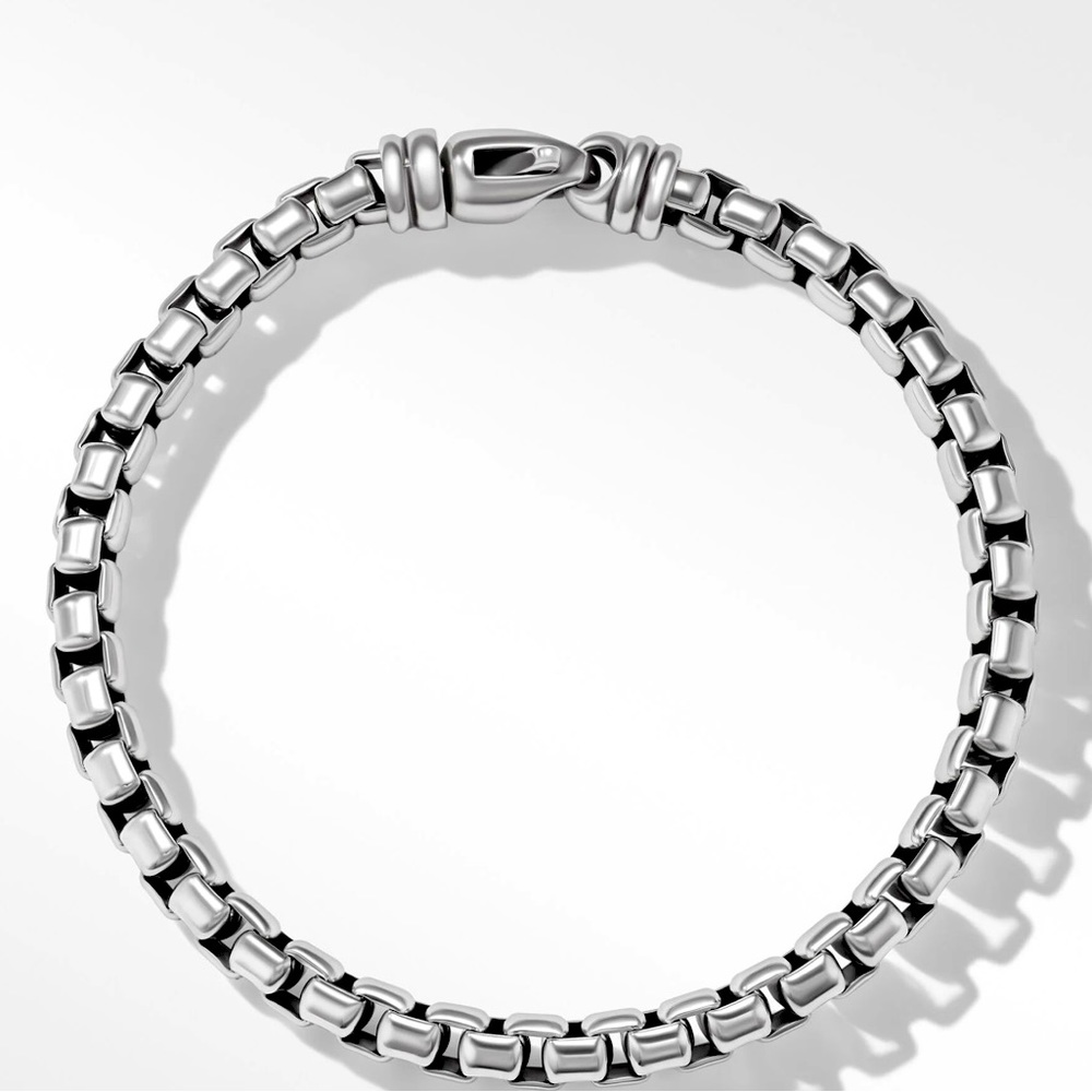 Men’s BOX CHAIN BRACELET IN STERLING SILVER 9in